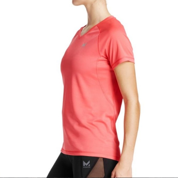 MISSION high tech coral v-neck tee - Picture 4 of 8